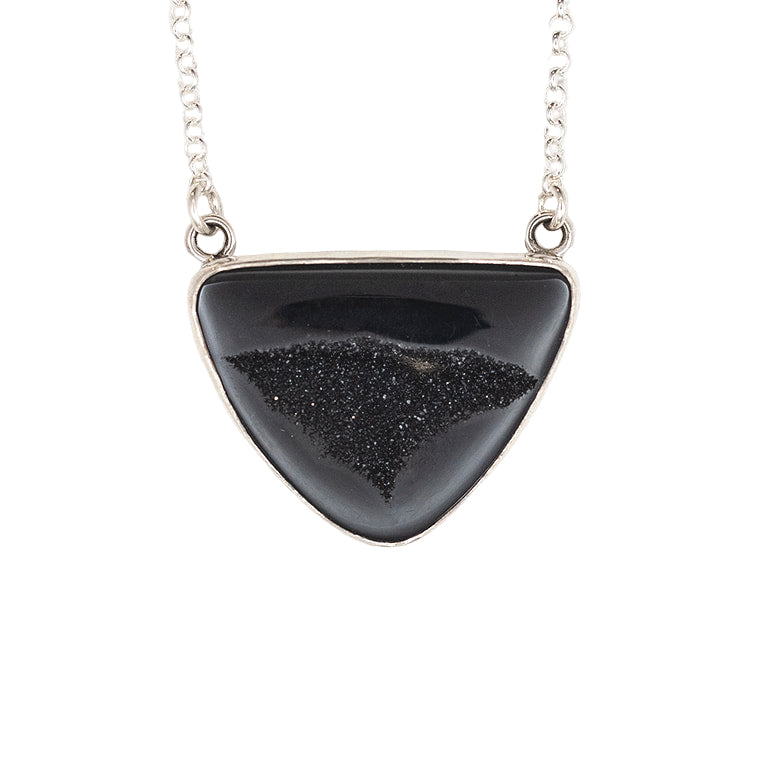Black Triangular Druzy Pendant