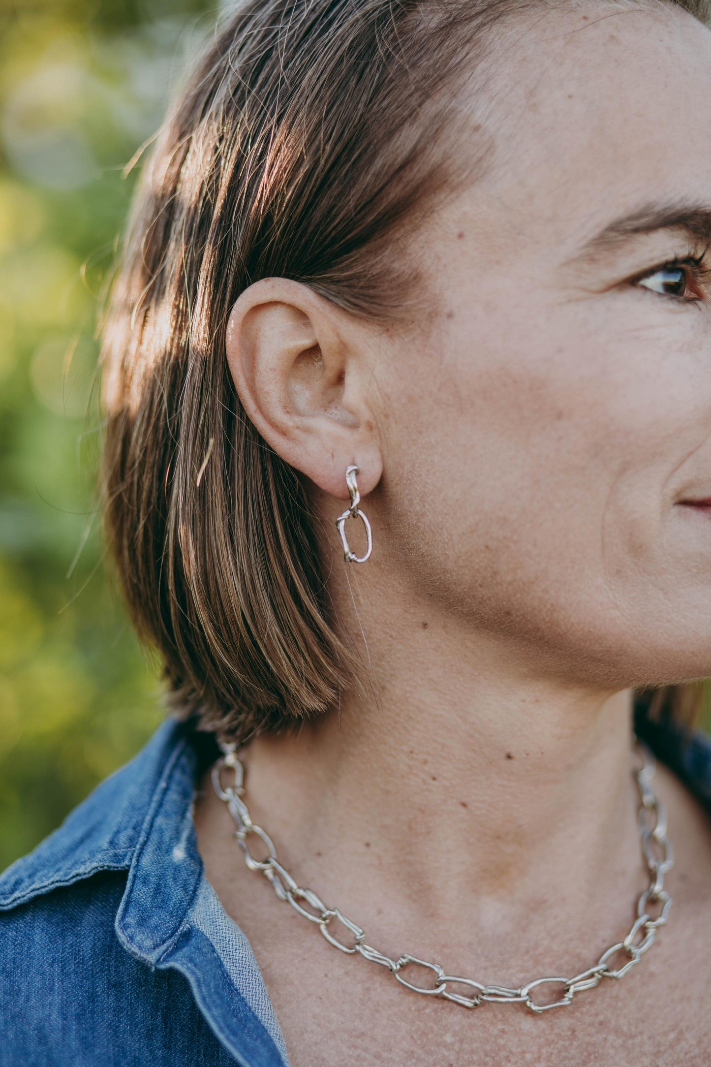 14k Double Oval Link Yellow or White Gold Posts