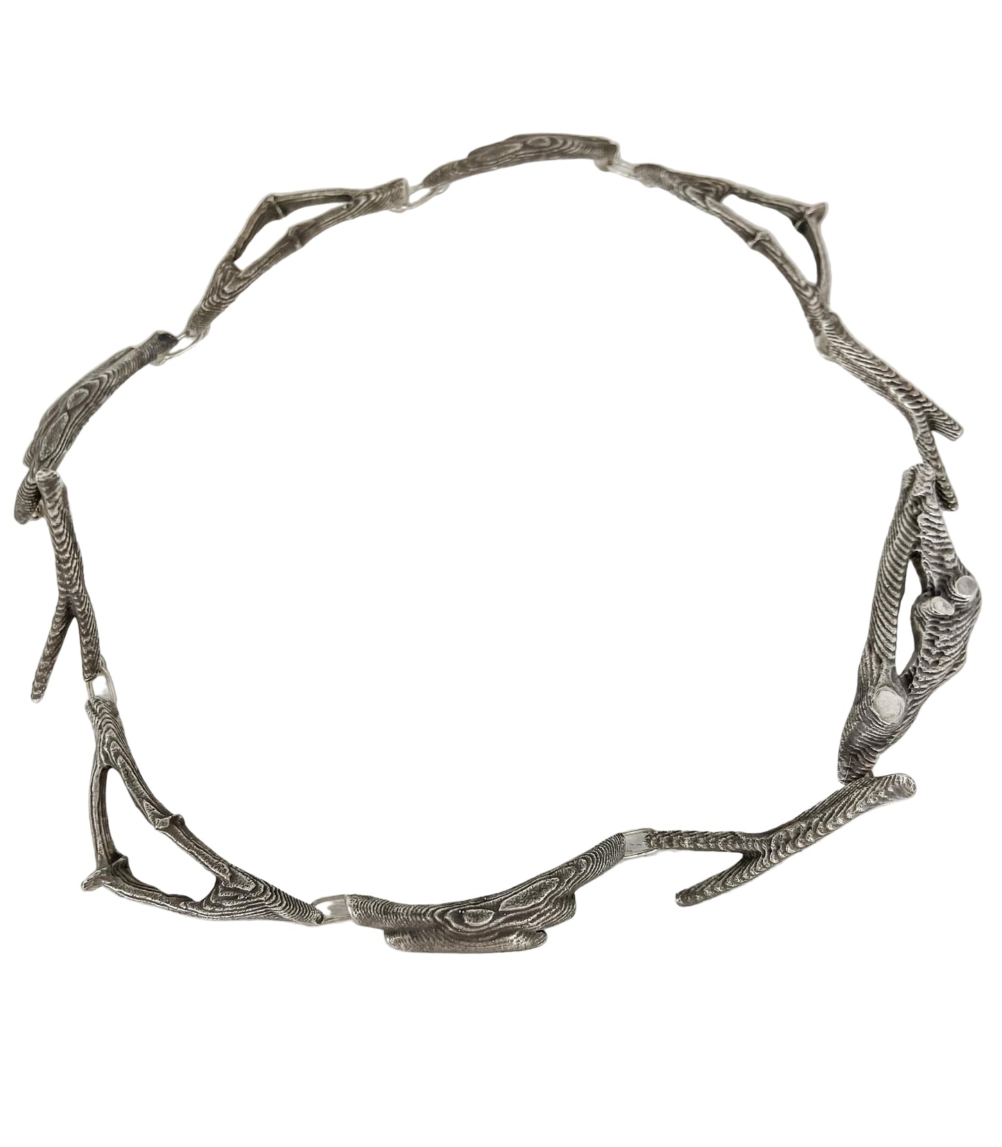 All The Way Around Cuttle Bone Cast Silver Necklace