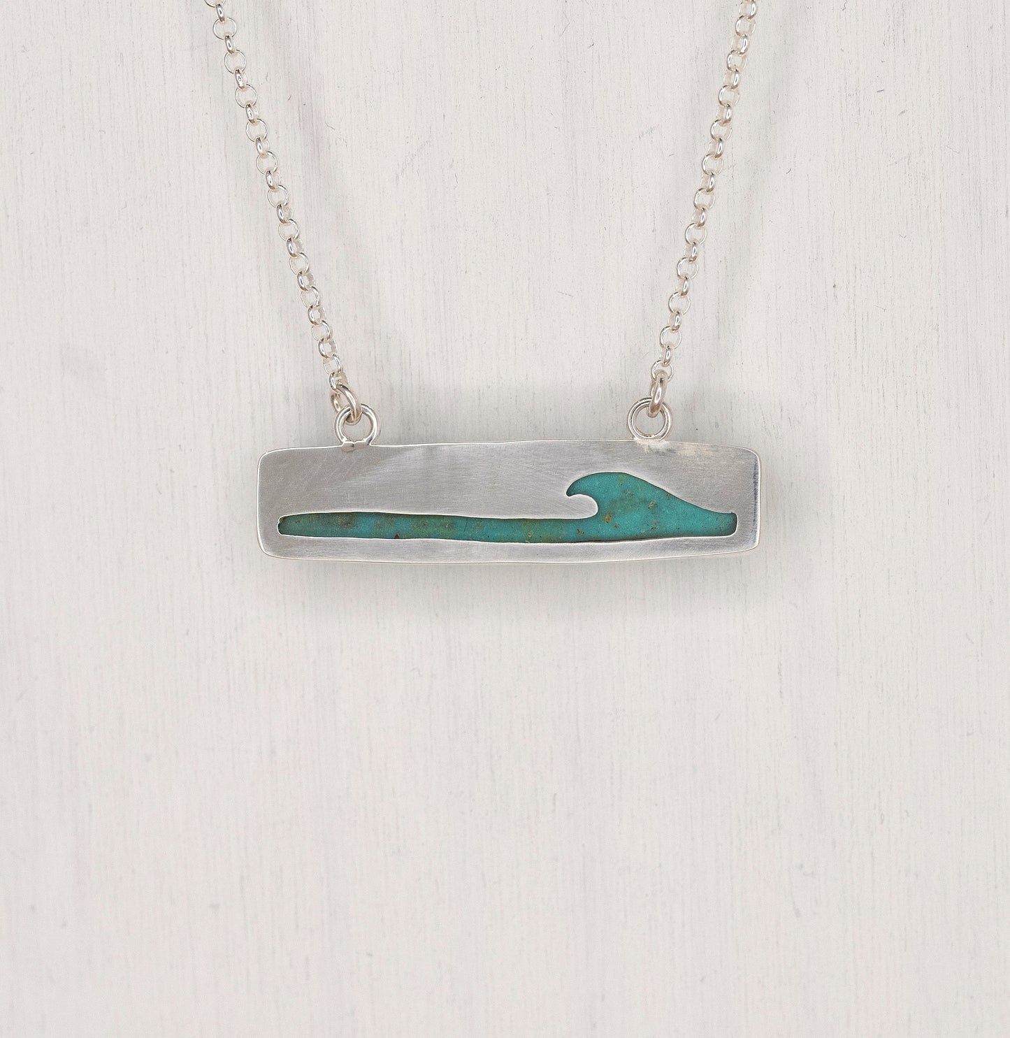 Rectangular Turquoise Pendant with Wave