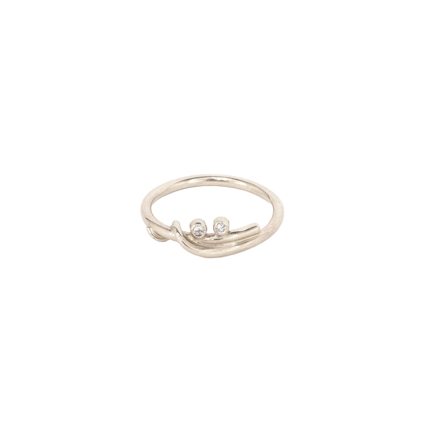 14k Wrapped Vine Yellow or White Gold Band with two 2mm Diamonds or Sapphires