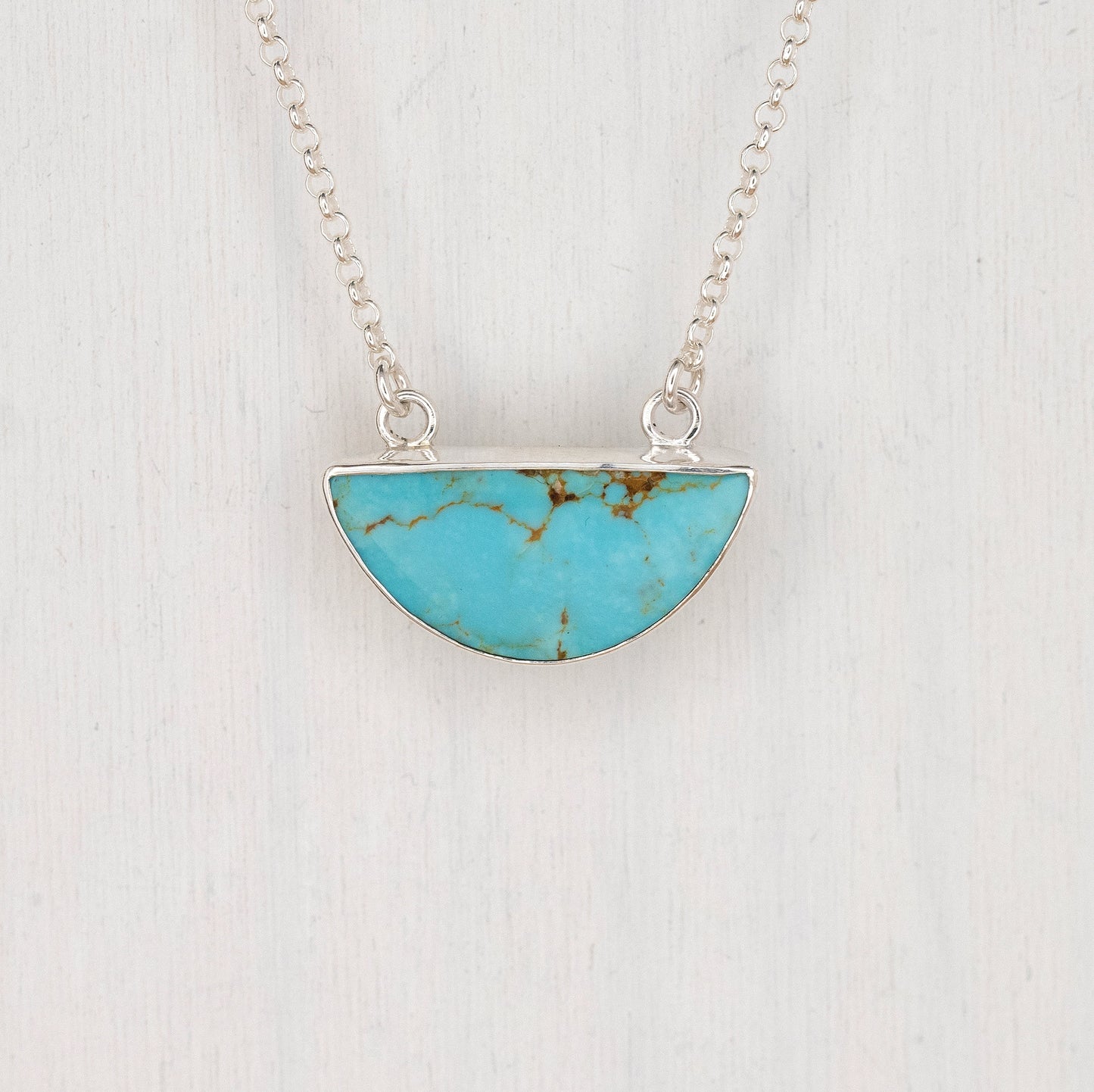 Half-Round Turquoise Pendant with Wave