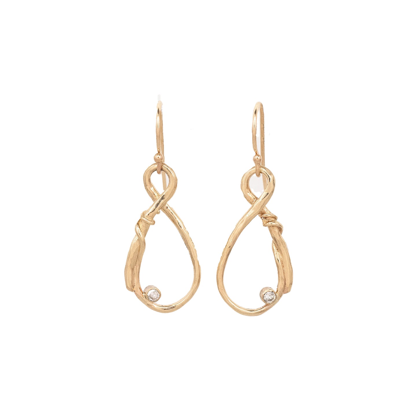 14k Figure Eight Yellow or White Gold Dangles with Diamonds or Sapphires
