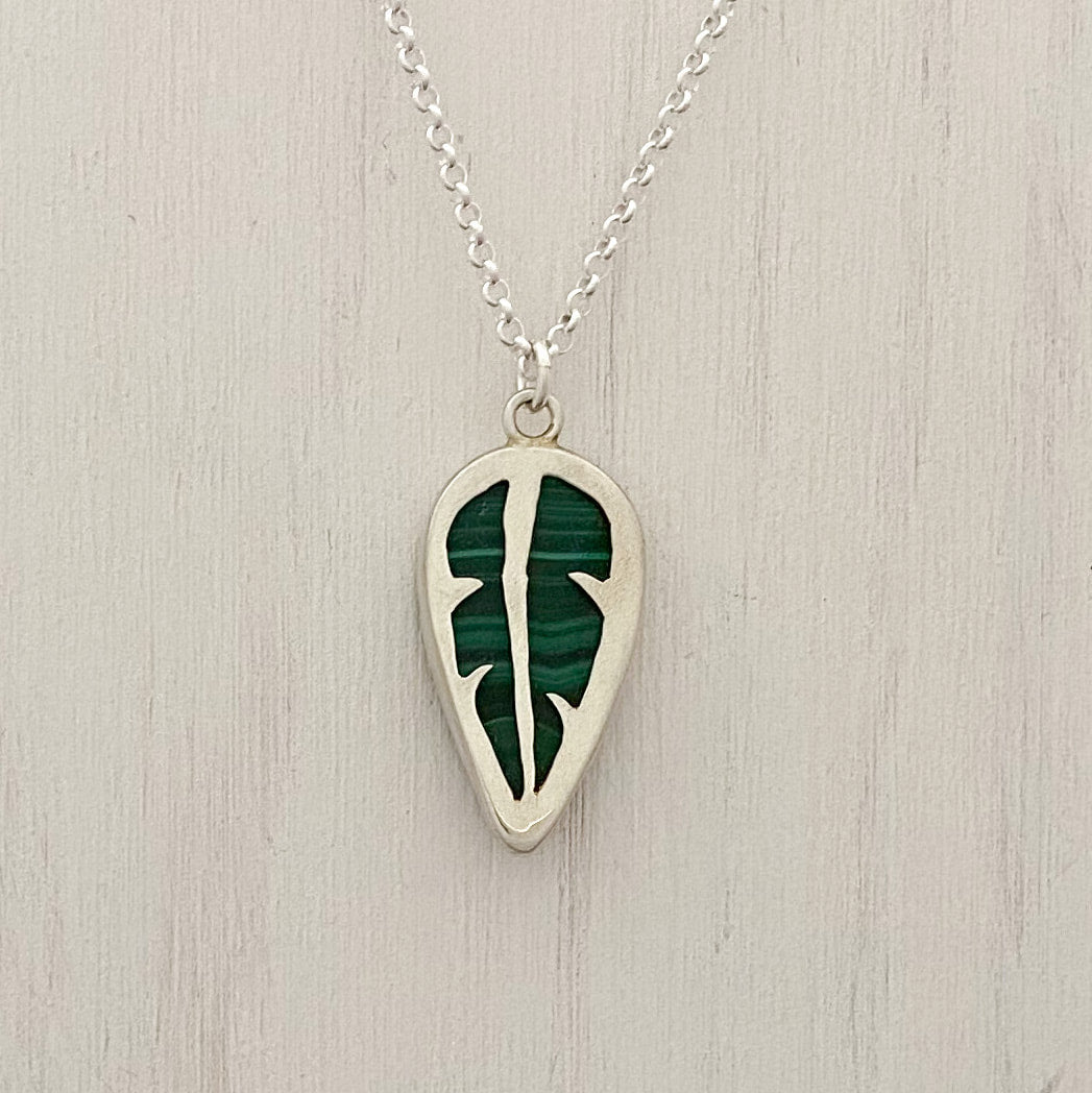 Malachite Pendant with Leaf