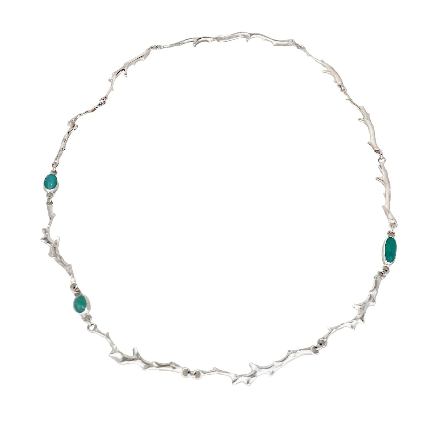 All The Way Around Necklace with Opalized Wood and Cast Silver Coral