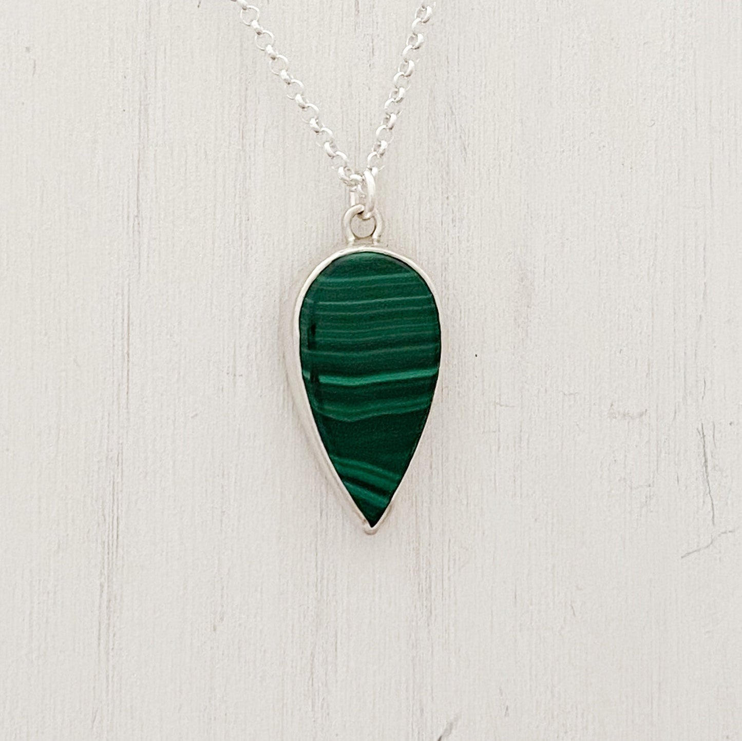 Malachite Pendant with Leaf
