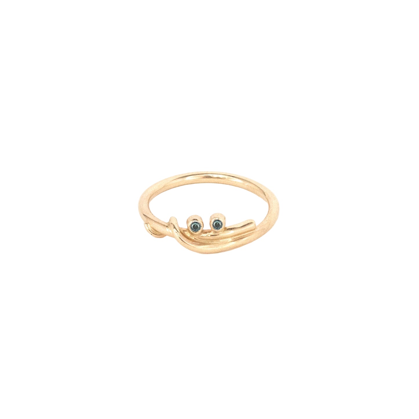 14k Wrapped Vine Yellow or White Gold Band with two 2mm Diamonds or Sapphires