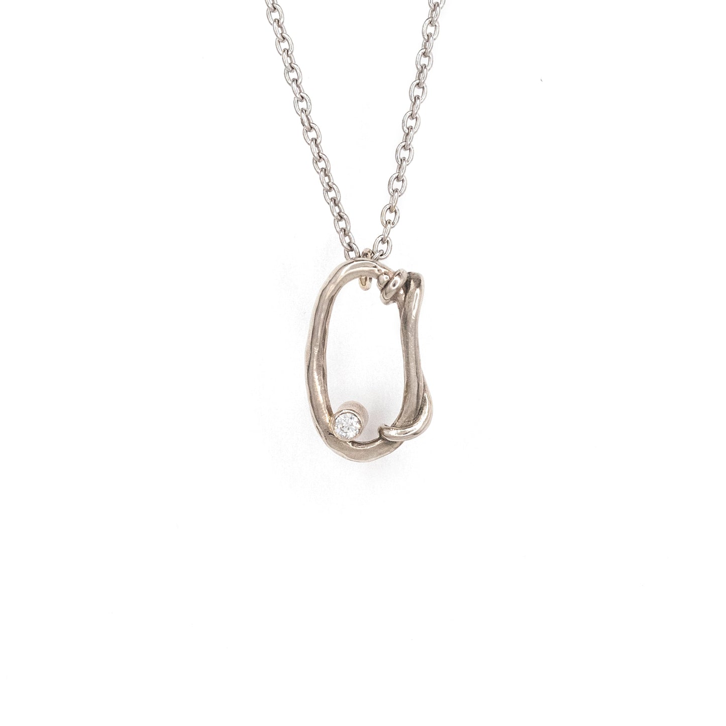 14k Vertical Oval Link Yellow or White Gold Necklace with Diamond