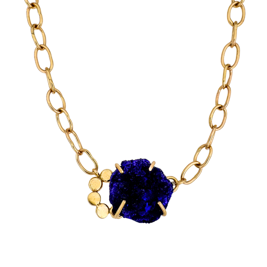 Azurite Geode and Floret Pendant