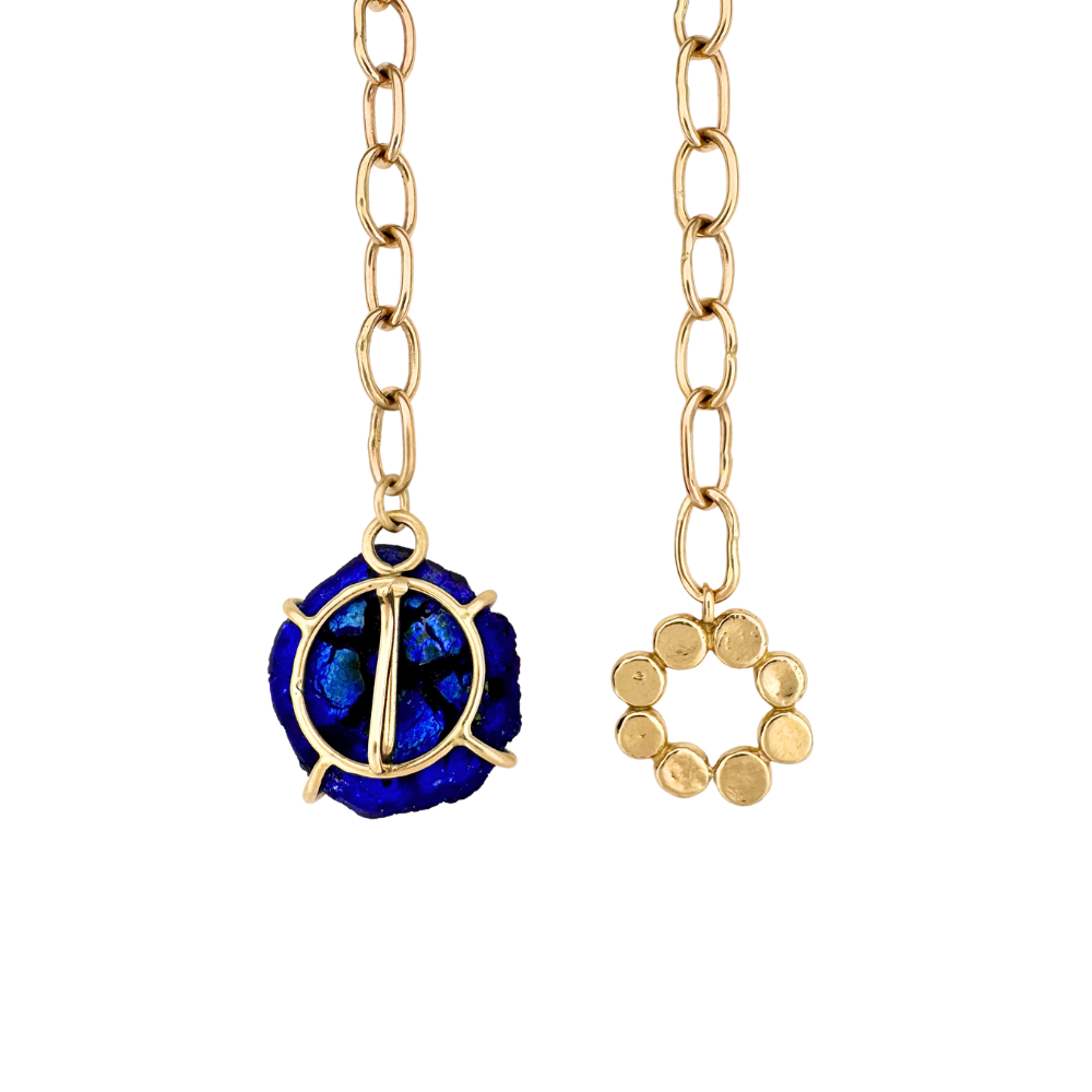 Azurite Geode and Floret Pendant