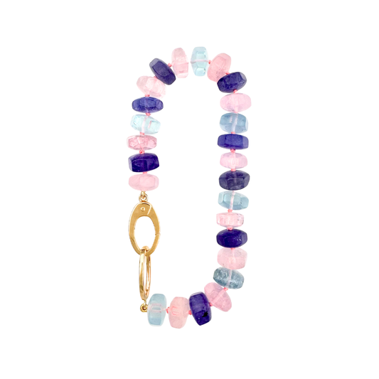 Tanzanite, Aquamarine, and Beryl Beaded Bracelet