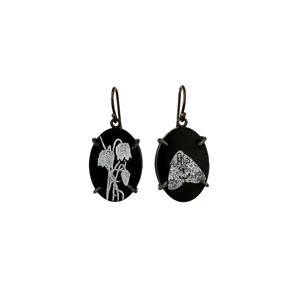 Tulip and Moth Reversible Earrings