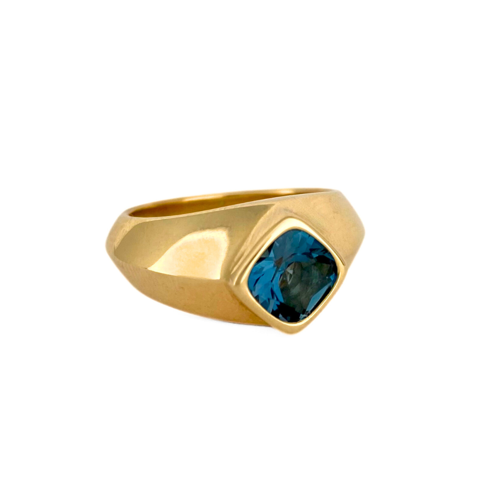 14kt Yellow Gold Square London Blue Topaz Ring