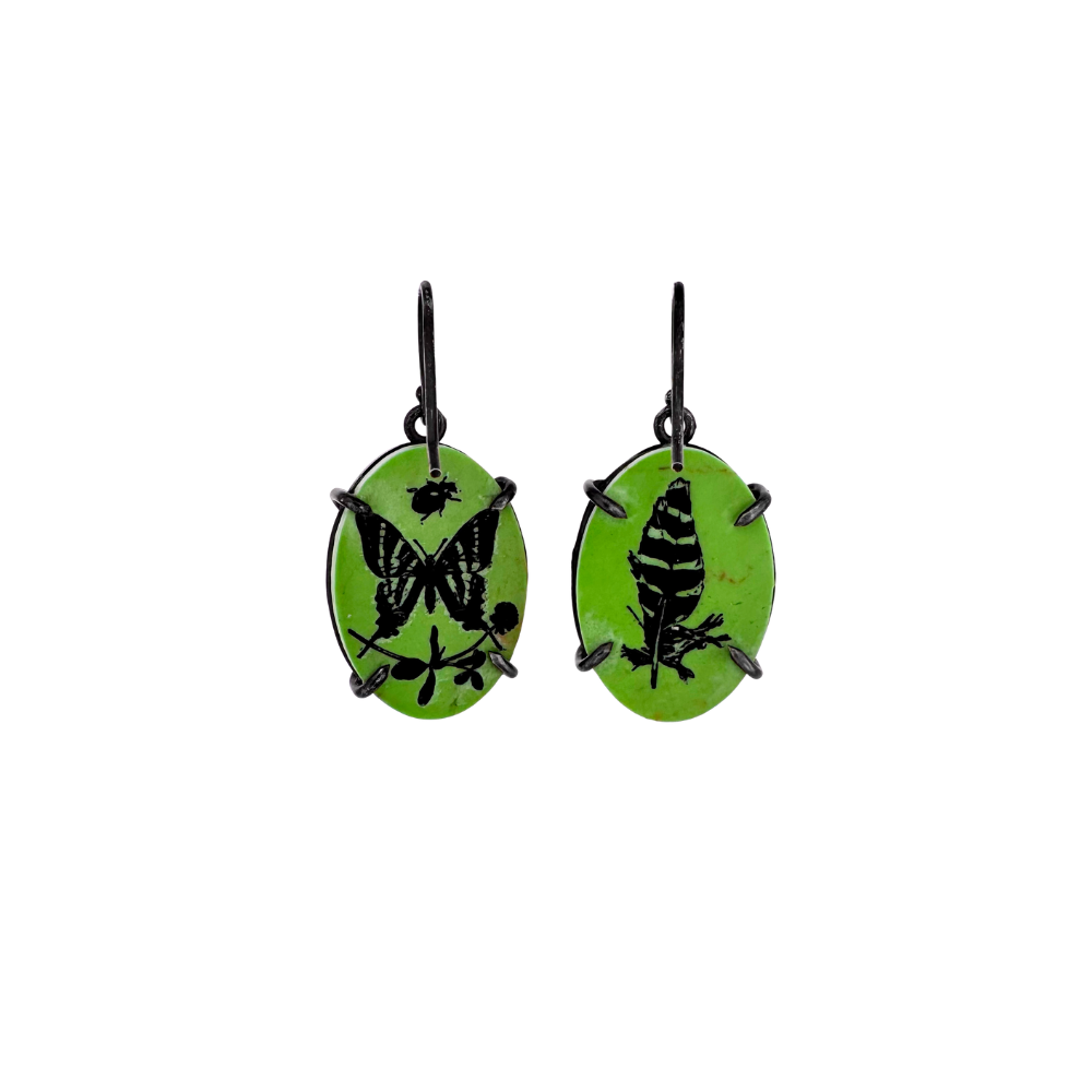 Tulip and Moth Reversible Earrings