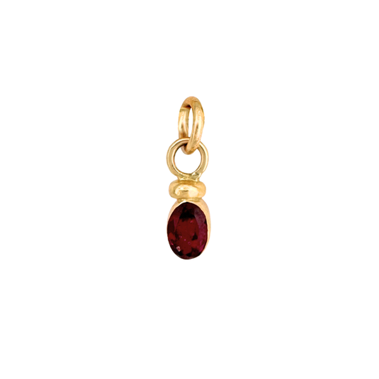 14k Gold Garnet Charm