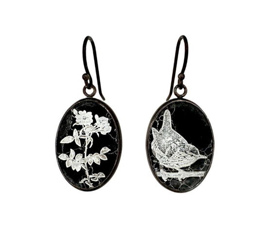 Black Marble Earrings
