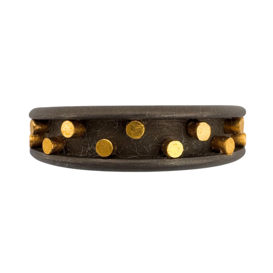 Titanium with (24)24K gold rivets