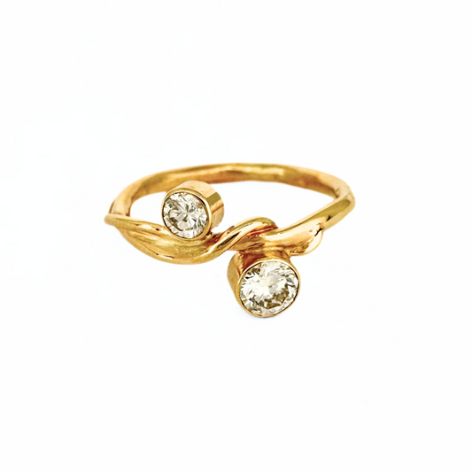 14k Wrapped Vine Band with two Diamonds