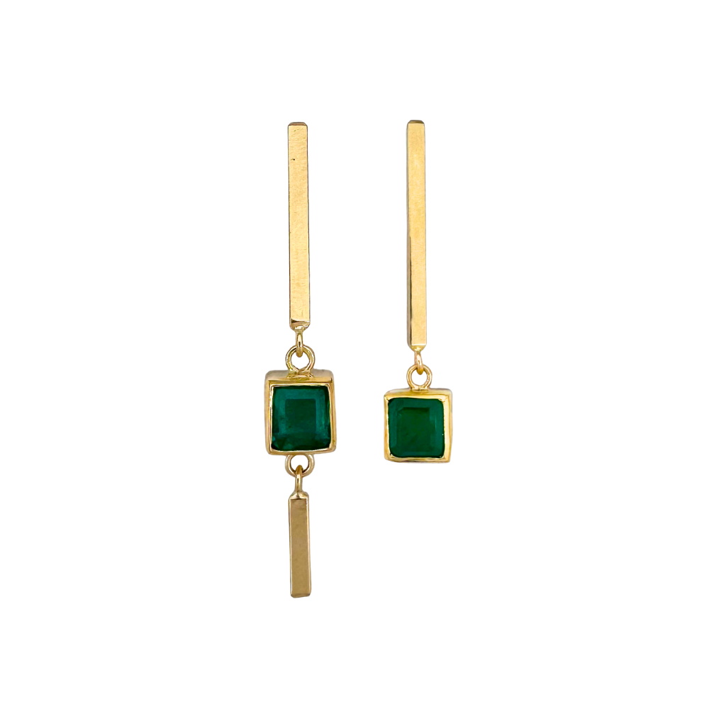 Small Emerald Asymetrical Posts