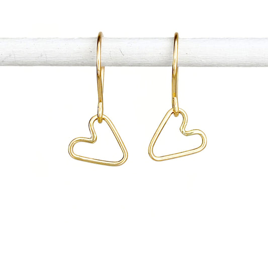 14k Gold Connected Hearts Dangle Earrings