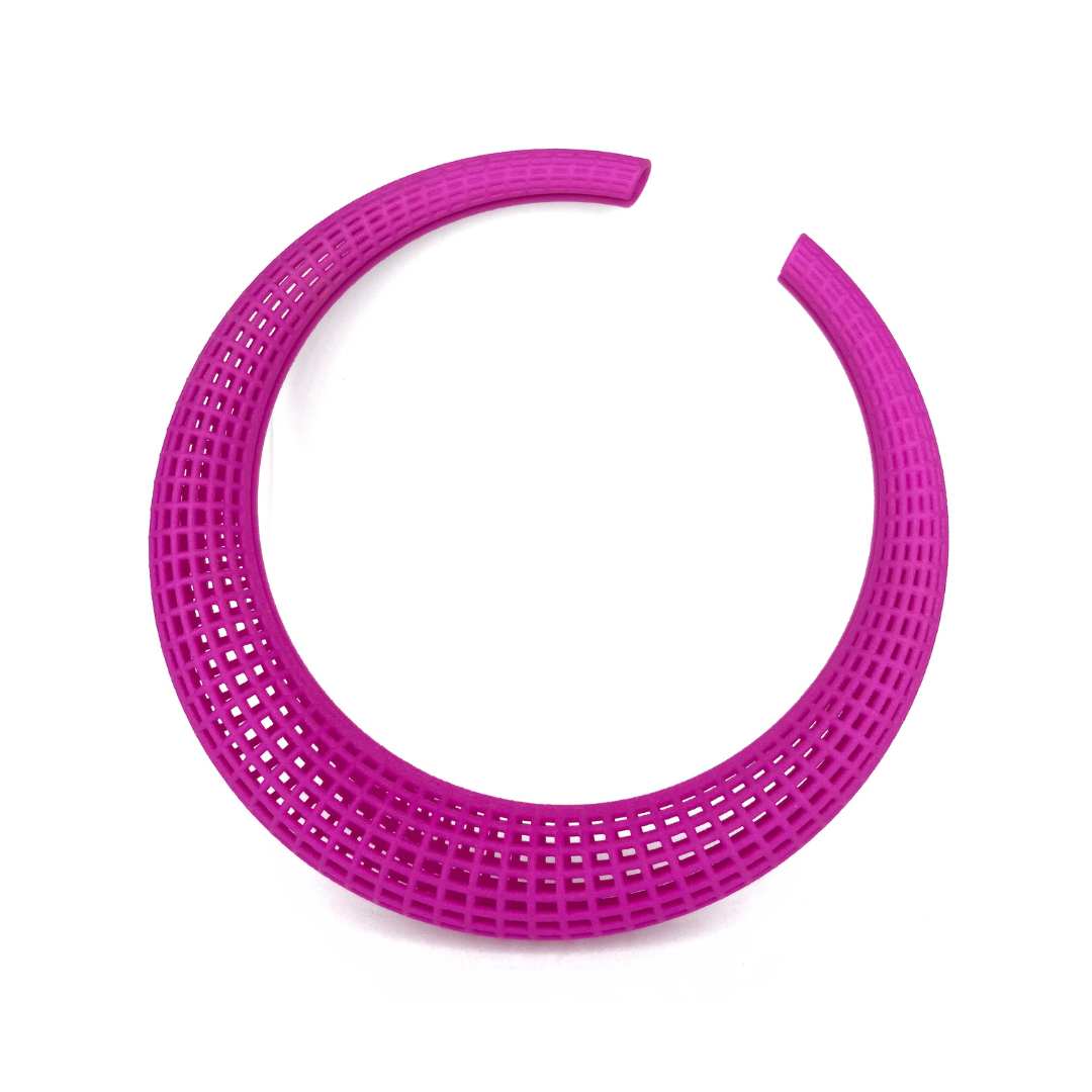 Grid Torque Necklace, Fuchsia