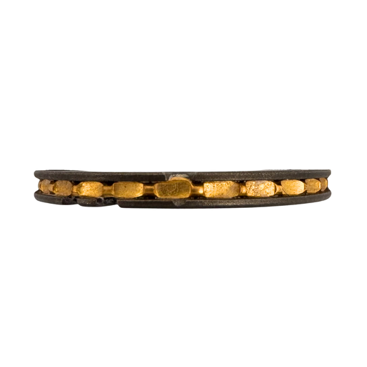 Titanium band , file-worked and drilled, 24K gold single inlay