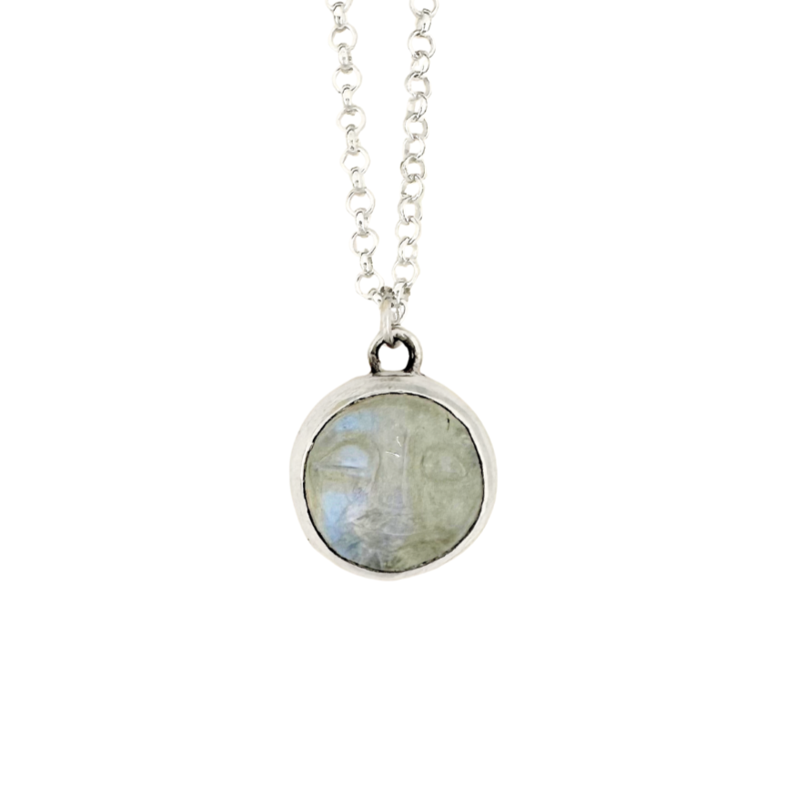 Moon stone Moon Face Pendant Large