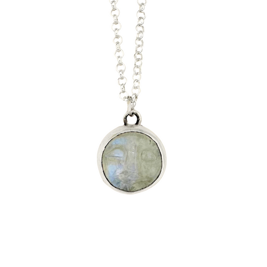 Moon stone Moon Face Pendant Large