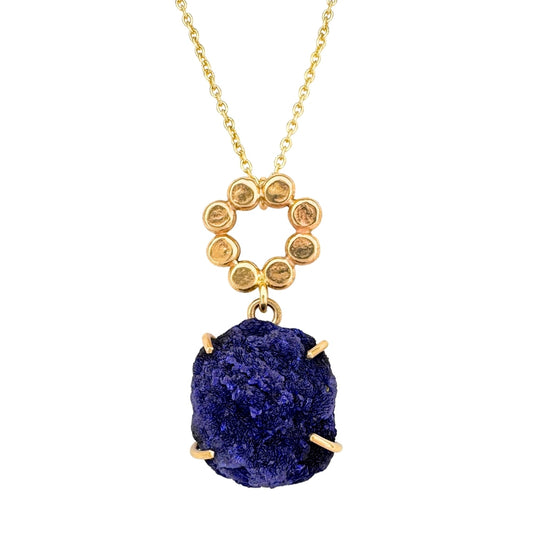 Azurite Geode and Floret Pendant