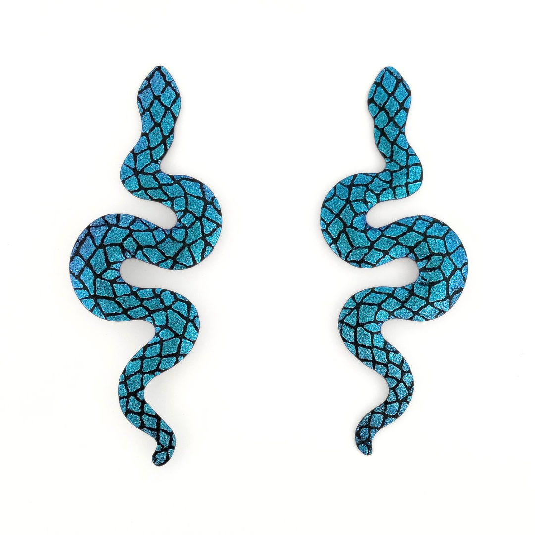 Cyan Snakebite Earrings Posts