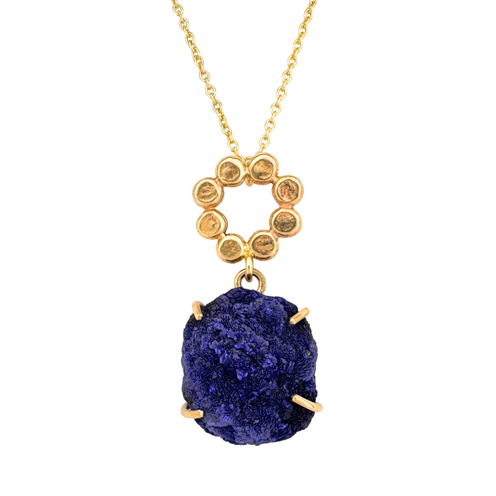 Azurite Geode and Floret Pendant