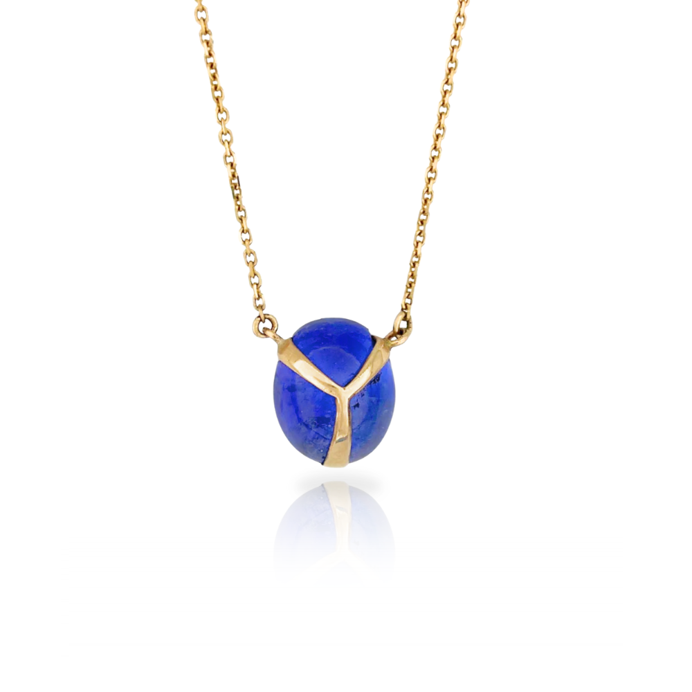 Lucky Scarab Pendant in 14k Gold and Tanzanite