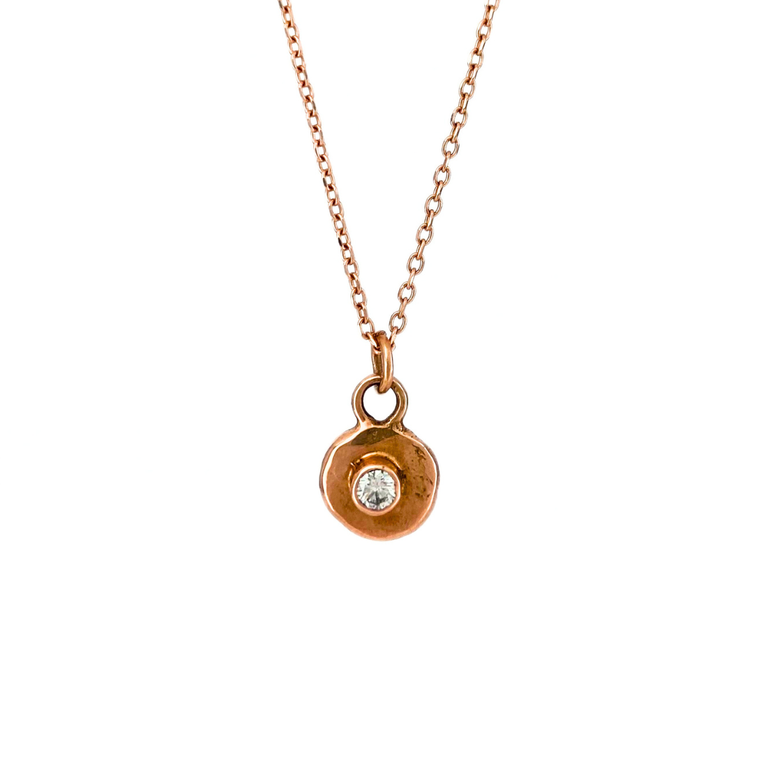 Round 14kt Rose Gold and Diamond Necklace