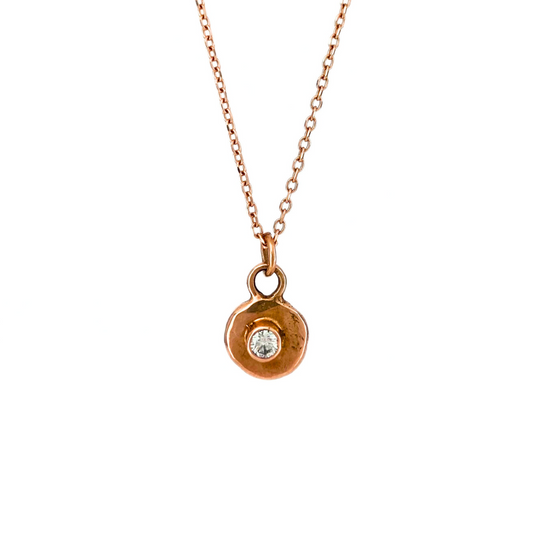 Round 14kt Rose Gold and Diamond Necklace