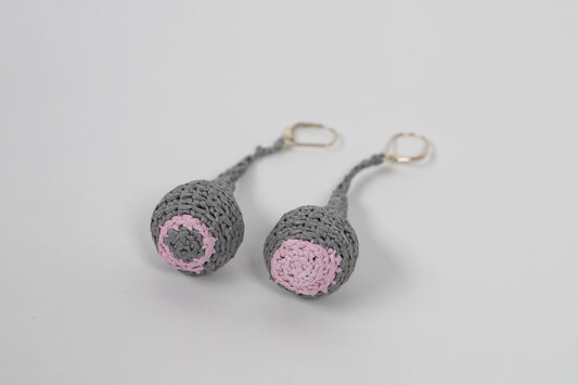 gray/pink drop earrings