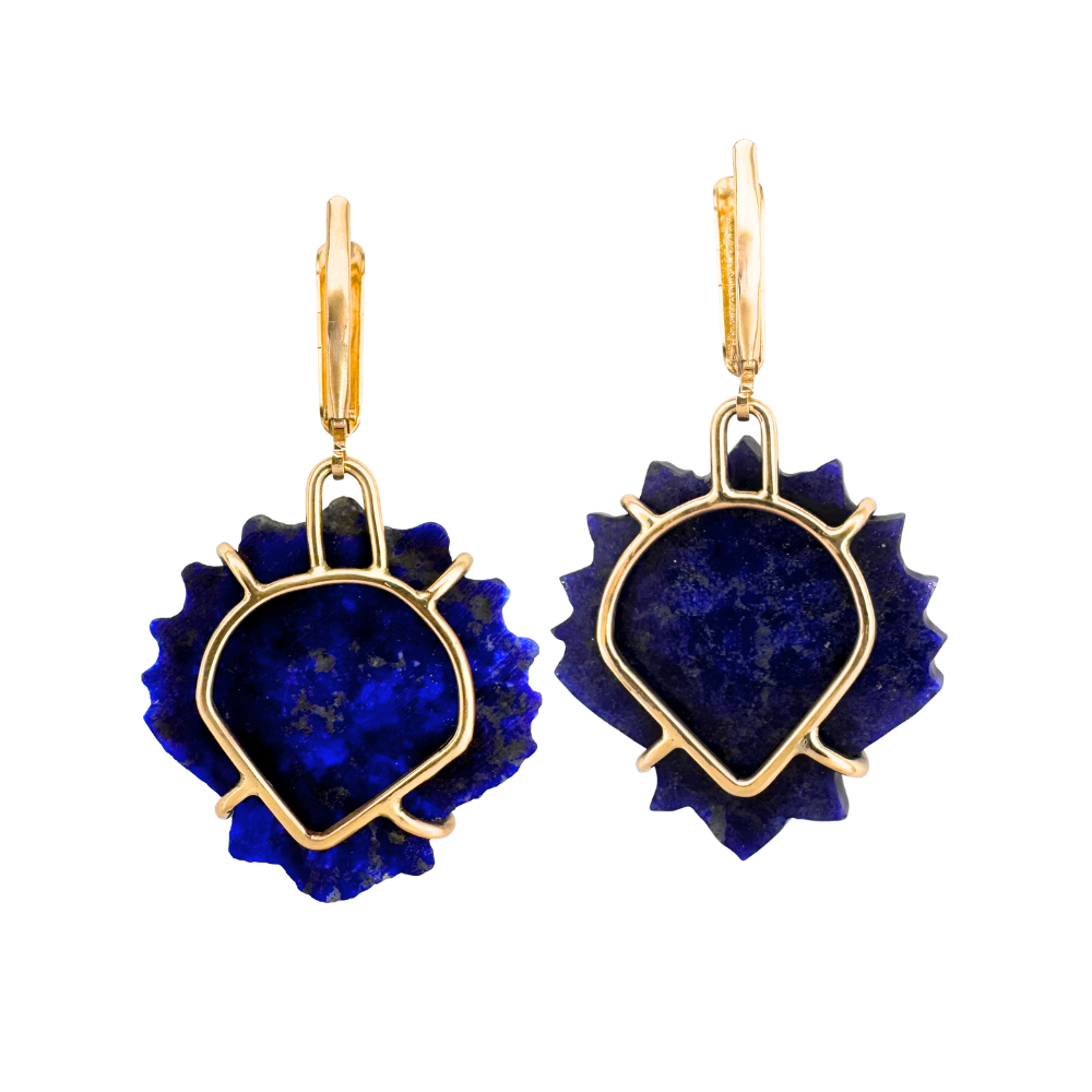 Seashell Lapis Leverback Earrings