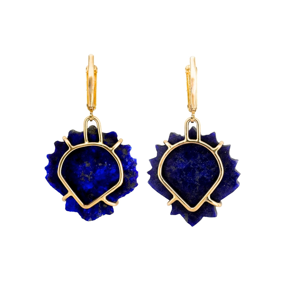 Seashell Lapis Leverback Earrings