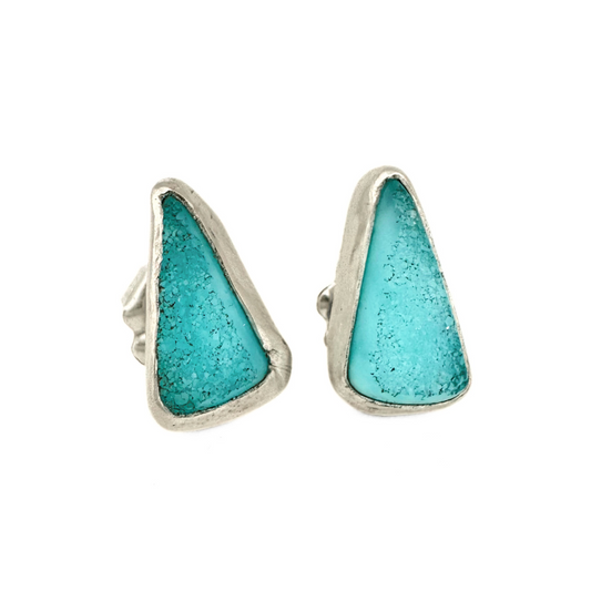 Triangle Turquoise Druzy Earrings