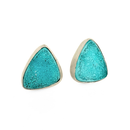 Triangle Turquoise Druzy Earrings