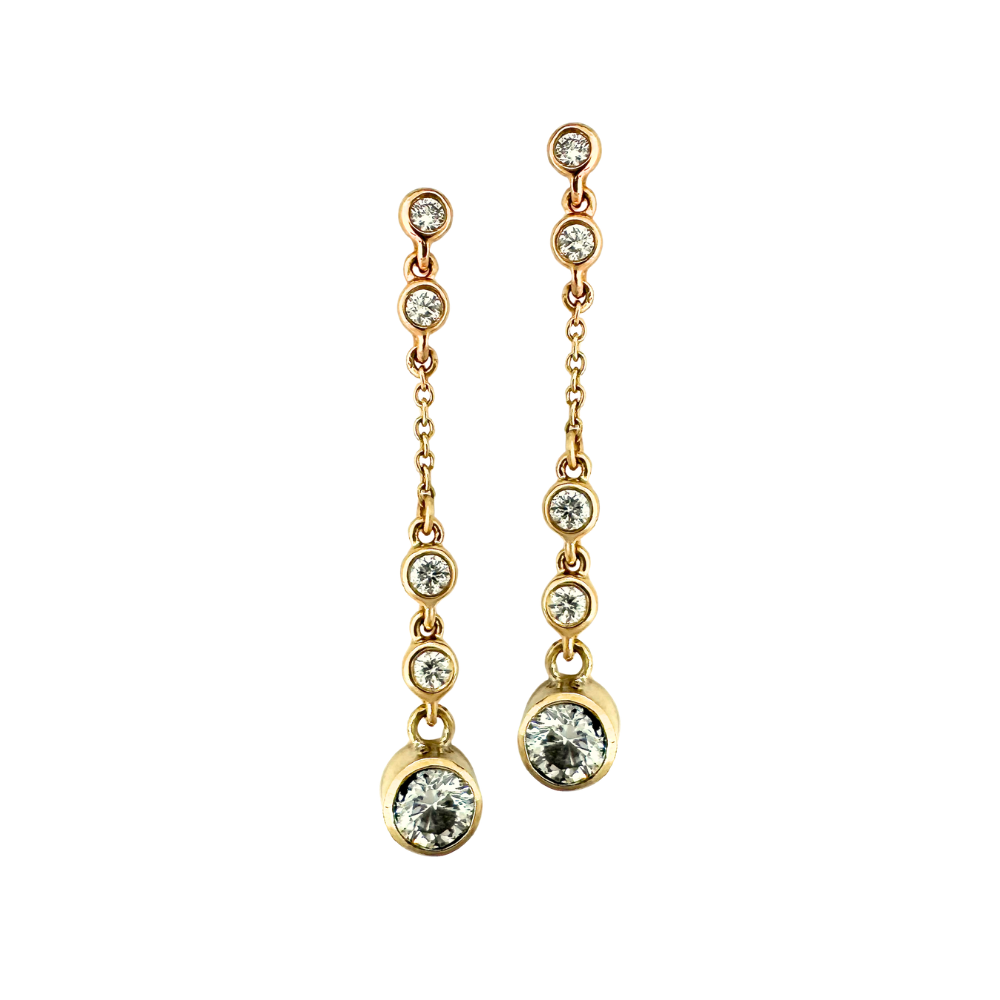 14K Yellow Diamond Drop Earrings