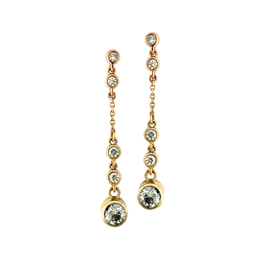 14K Yellow Diamond Drop Earrings