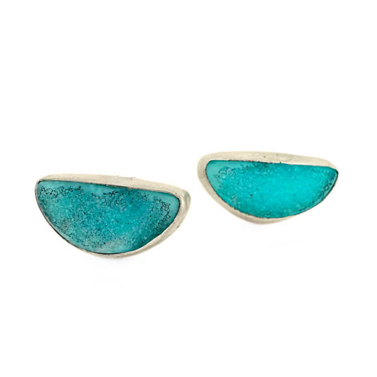 Half Circle Turquoise Druzy Earrings
