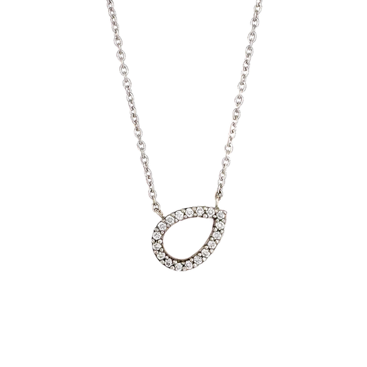 Slanted Diamond Teardrop Necklace