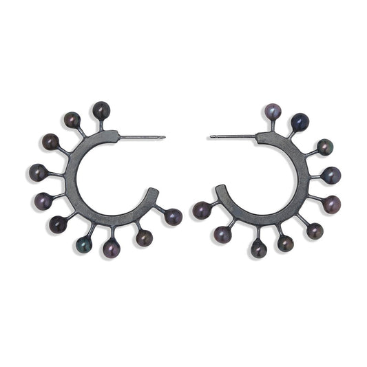 Pearly Oxi Hoops - BLACK