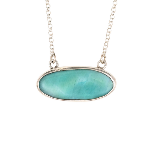 Oval Opalized Wood Pendant with Fish