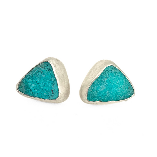 Triangle Turquoise Druzy Earrings