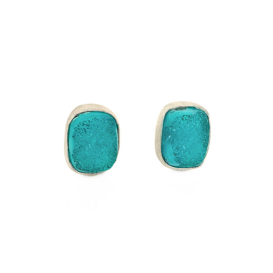 Square Turquoise Druzy Earrings