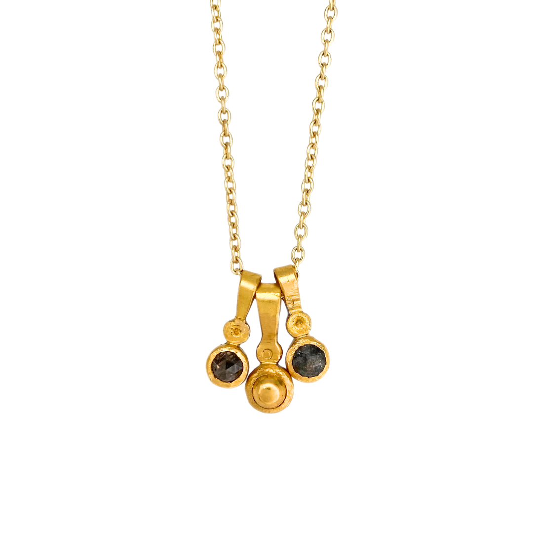 Ship Wrecked Round Black Diamond Charm Necklace