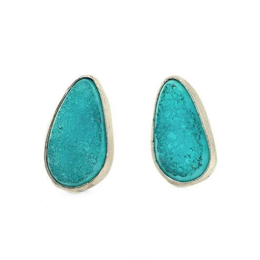Teardrop Turquoise Druzy Earrings
