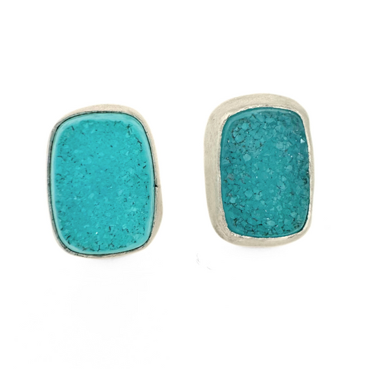 Square Turquoise Druzy Earrings